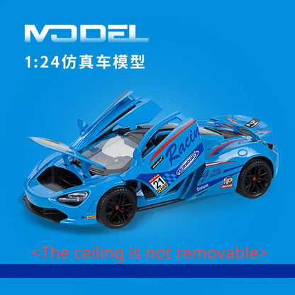 1:24 720S Alloy Racing Car Model Diecast Metal Sports Car Model Simulation Sound and Light Collection Childrens Toy Gift