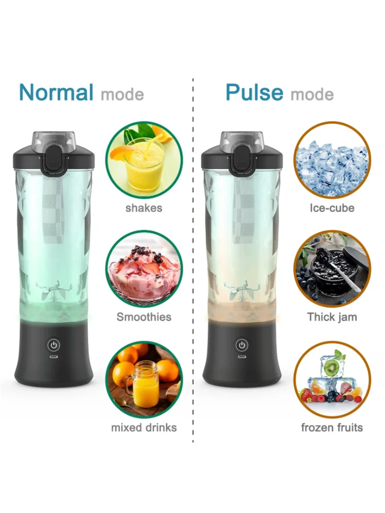 Portable Blender Electric Juicer 600ML Fruit Mixers 4000mAh USB Rechargeable Smoothie Mini Blender Multifunction Juice Maker