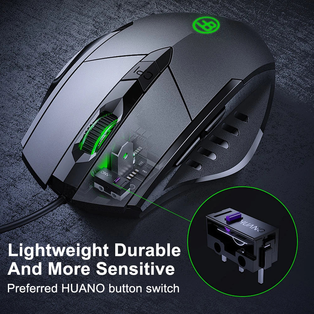 Wired Mouse, 7200 DPI, Ergonomic Gaming Mouse, High Performance Computer Gaming Mouse with 6-Button, RGB, for Laptop PC Desktop