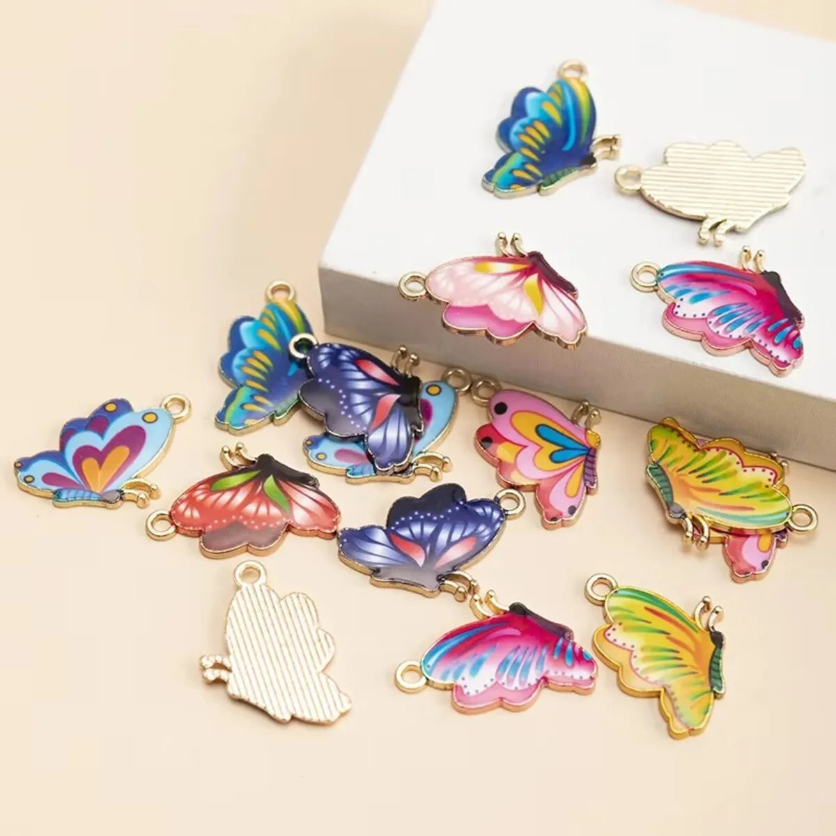 16pcs/lot Mixed Enamel Butterfly Charms Insect Alloy Pendant DIY Earrings Necklace For Jewelry Making Accessories