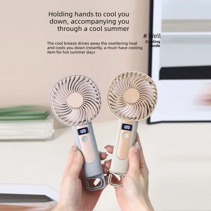 Portable Mini Handheld Small Fan Usb Rechargeable With Stand Digital Display Cooling Fan Suitable For Office Travel Outdoor Use