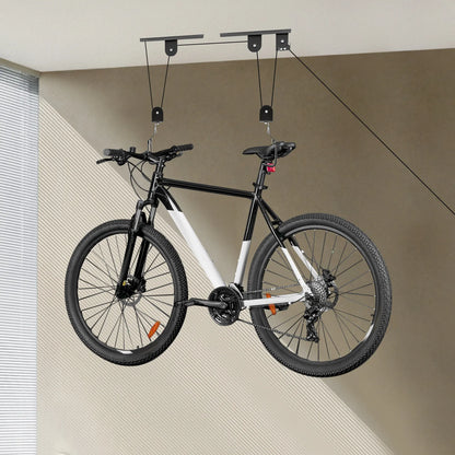  Bike Hoist for Ceiling Bicycle Storage Lift Heavy Duty Display Rack 60kg Load-Bearing Mountain Road Bike Ceiling Organizer