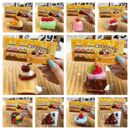 Exquisite Replica Double Layer Strawberry Toast Cake Fruit Bread Cake Matcha Chocolate Dessert Girl Gift Toast Squishy Kids Toys