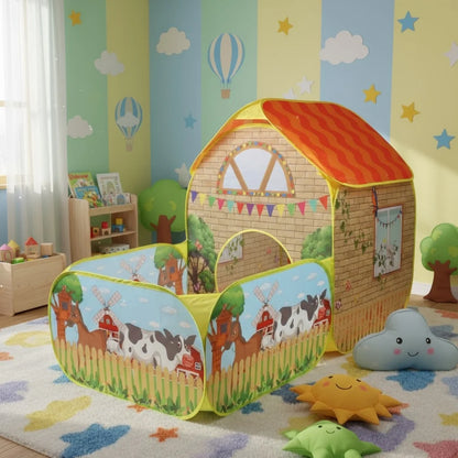 【Outdoor Entertainment】Children's Garden Villa Play Tent - with Ocean Ball Pool, Large Pop-Up Toy Fence, Fun Playhouse for Kids, Durable Polyester and Steel Frame, Excellent Outdoor Party Tent and Beach Toy, Great Holiday