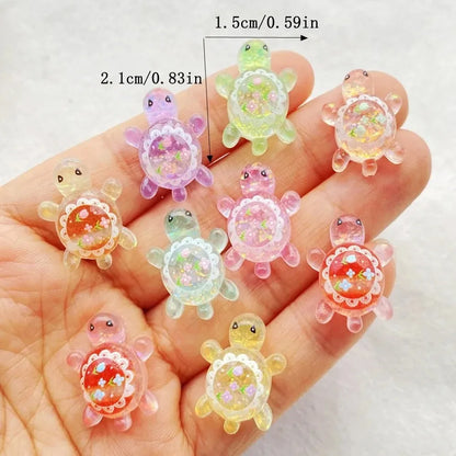 10pcs Cute Cartoon Colorful Turtle Flat back Resin Scrapbook Figurines DIY Home Decor Crafts