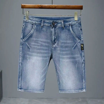 New 2025 Beggar Cat Whisker Big Hole Popular Pants Men's Summer Trendy Brand Washed Blue Denim Shorts Streetwear Ripped Jeans
