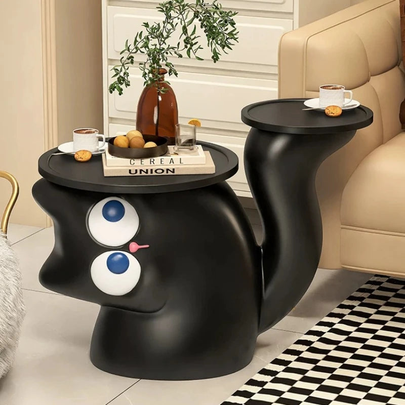 Cat Modern Coffee Side Table Black Designer Cute Nordic Funky Minimalist Small Table Space Saving Corner Living Room Furniture