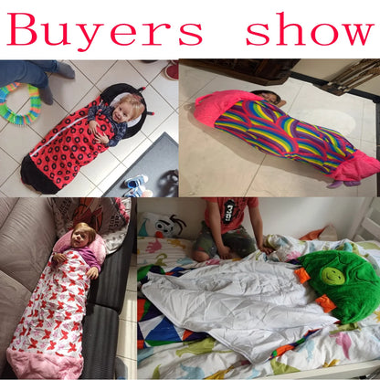 Children's Cartoon Sleeping Bag Kids Animal Soft Lazy Sleepsacks Baby Plush Doll Pillow Sleep Sack for Boys Girls Birthday Gift