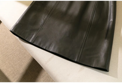 Hip Wrap Slim Fit Genuine Leather High Waist Thin 2025 A-line Sheepskin Short Skirt Female Fashion Women Harajuku Kawaii Casual