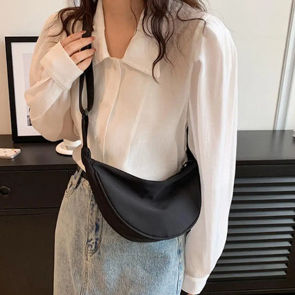 Nylon Crossbody Bag For Women Fashion Portable Casual Hobos Sport Chest Bag Underarm Bag Students Dumpling Shape Shoulder Bag