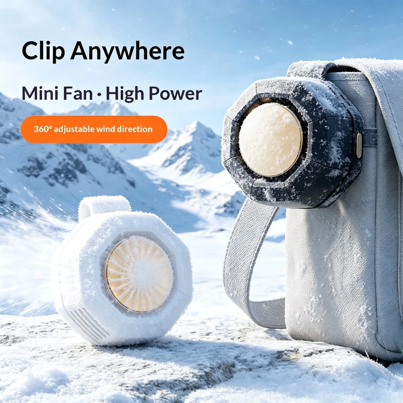 Portable Fan Mini Handheld Rechargeable Bladeless Electric Fan Clip Waist Fan Suitable for Outdoor Ventilation Desktop Small Fan