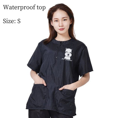 Pet Grooming Clothing Waterproof Work Clothes For Pet Stores Short Sleeve Tops Anti Hair And Anti-static Pet Groomer Smock Y0519