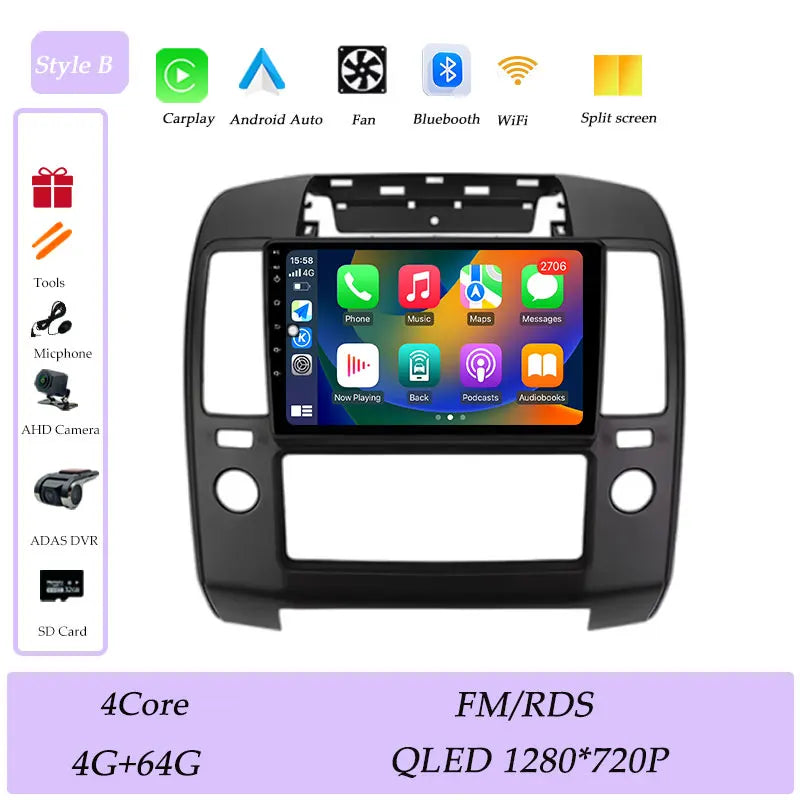 GPS Navigation for Nissan Navara 2006 - 2012 CarPlay Car Radio Video Audio Multimedia Player DSP Stereo Bluetooth  QLED Screen