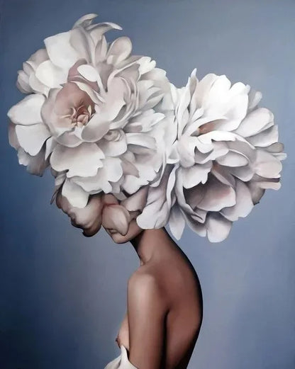 Canvas Painting Wall Art Women and Flowers Abstract Print the Girl with Flowers on Her Head Surrealism Imagine Poster Room Decor