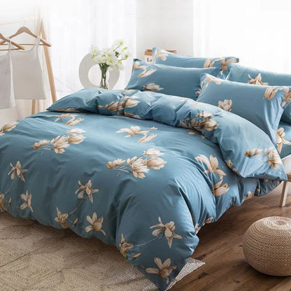 Soft Duvet Cover Polyester Flower Printed Double Comforter Bedding Quilt Cover for Queen/King Couple Single Bed Capa De Edredon