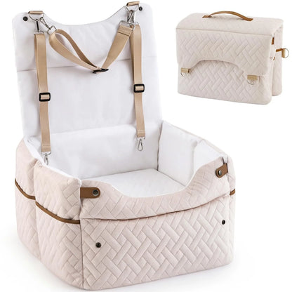 Pet Bed Mat Medium Dog Elevated Car Seat Adjustable Height  Double-sided Cooling Plush Waterproof Cover 2 Safety Belts Buckles