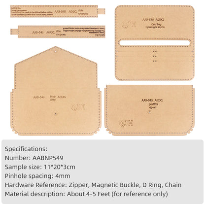 Large Capacity Purse/Storage Bag/Clutch Bag/Bucket Bag, Kraft Paper with Holes DIY Leather Handmade Craft Template, Special Gift