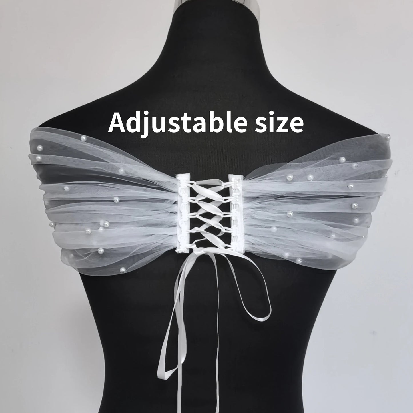 Wedding Wrap Pearls Beaded Top Wedding Dresses Accessories Removable Bolero Bridal Tulle Short Detachable Party Accessory  VPG15