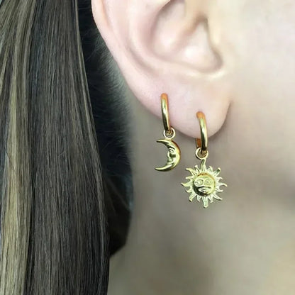 Sun and Moon Hoop Earrings, Sun Hoop Earrings, Hoop Earrings, Gothic Jewelry, Celestial Jewelry , Moon Earrings