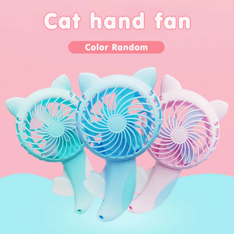 3-color Portable Handheld Fan, Hand Pressed Fan, Mini Portable Fan, Battery Free, Cute Home Fan, Cooling Cartoon Handheld Fan