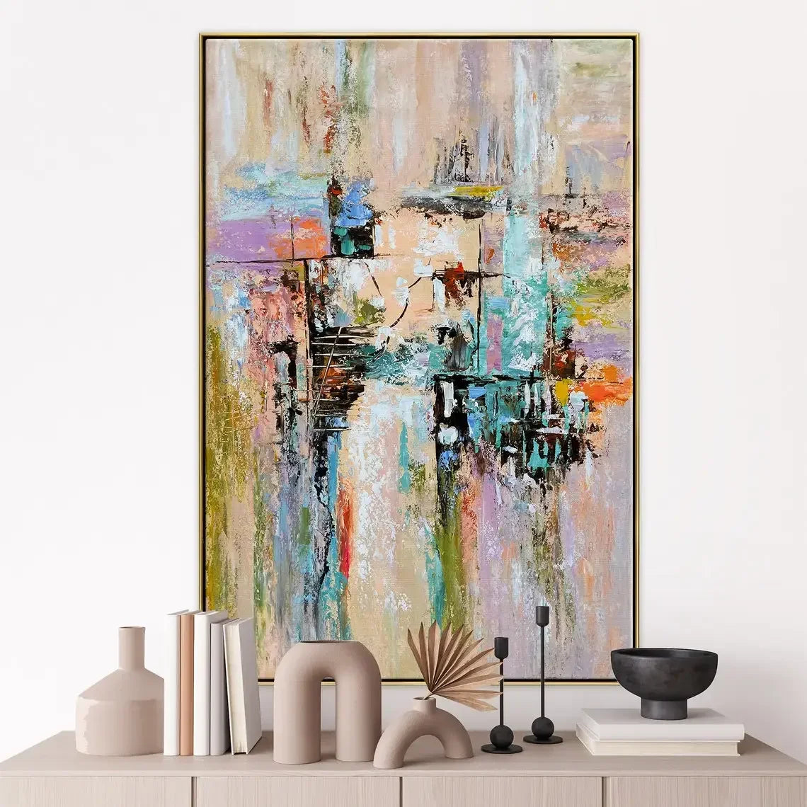 Abstract Texture Oil Painting On Canvas Minimalist Art Large Wall Art Gold Wall Decor Handmade Painting Living Room Decor Gif