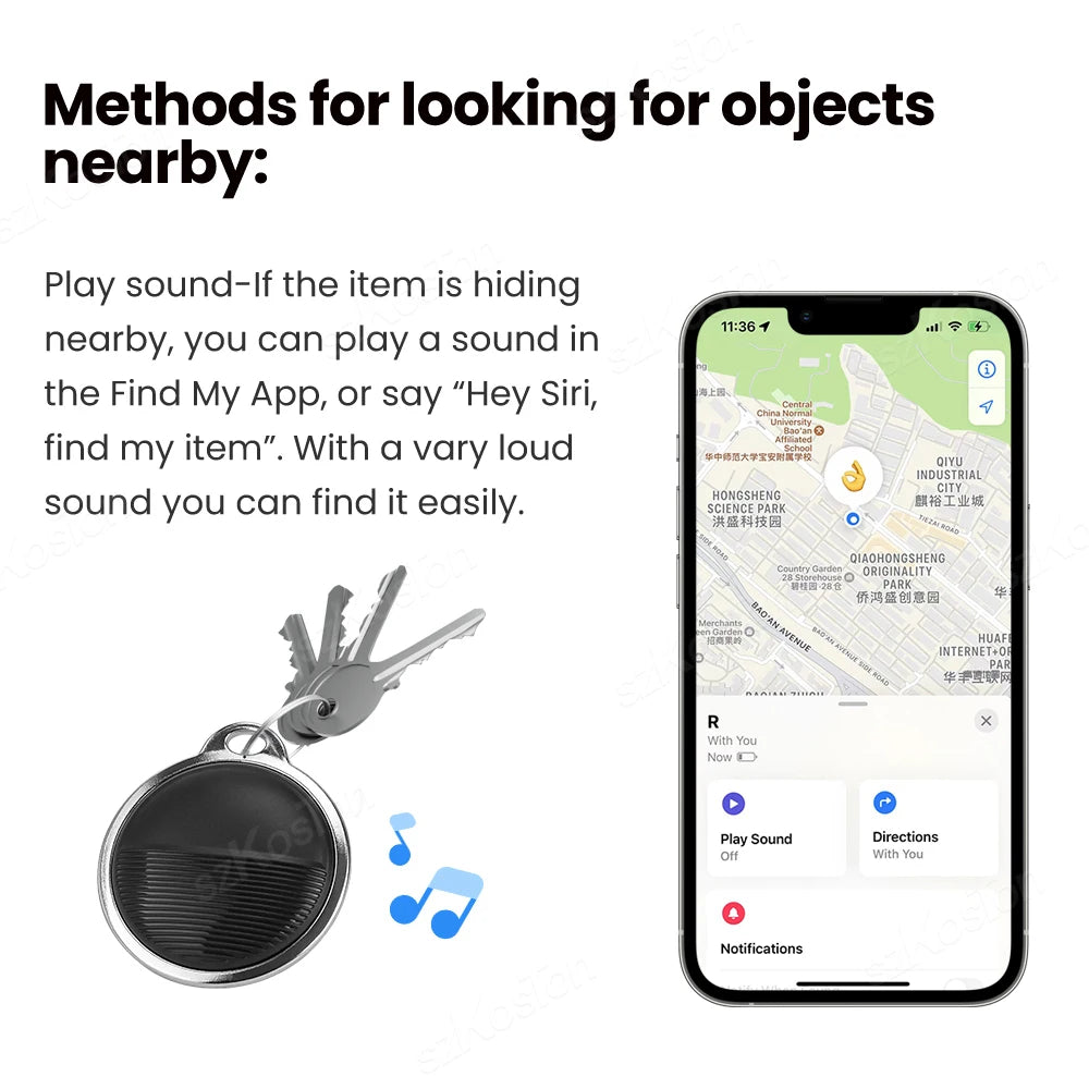 GPS Tracker For IOS Smart Bluetooth-compatible Mini GPS Locator Wallet Key Finder Anti Lost Device Work with Find My APP