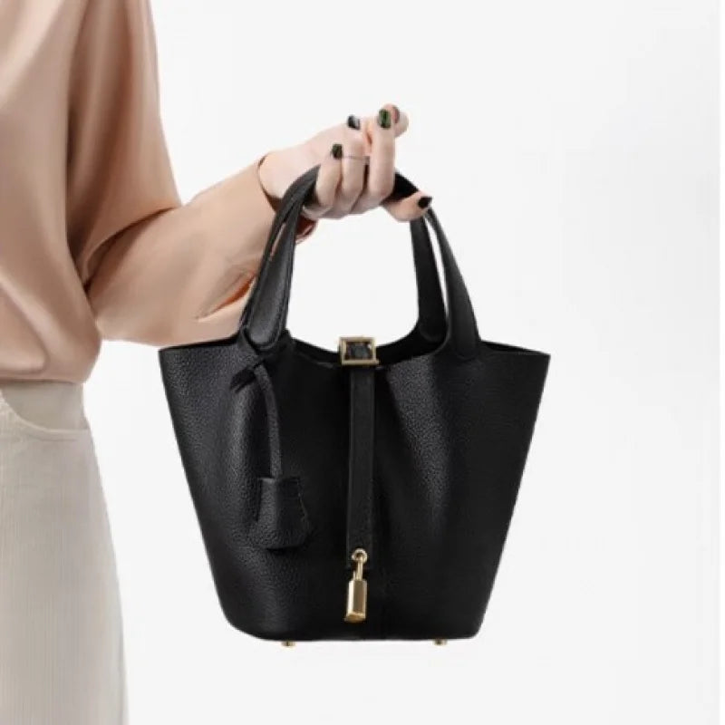 Classic Vegetable BasketpuWomen's Handbag Simple Bucket Bag Mother Bag Fashion Versatile Women's Bag Cross-border