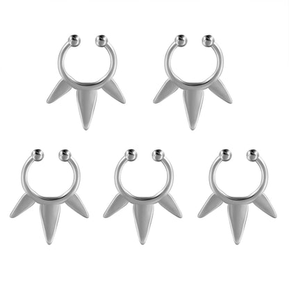 5-1PCS Stainless Steel Non Piercing Nose Clip Cone Bull Punk Unique Fake Nose Septum Ring Non-pierced Body Jewelry Unisex