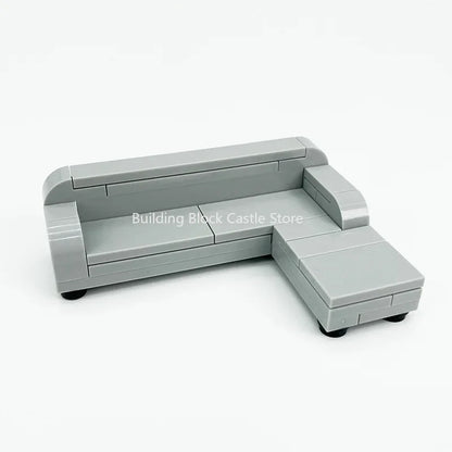 MOC Modern Home Sofa, TV Cabinet, Furniture, Refrigerator Small Particle Building Block Scene Construction Toy Model
