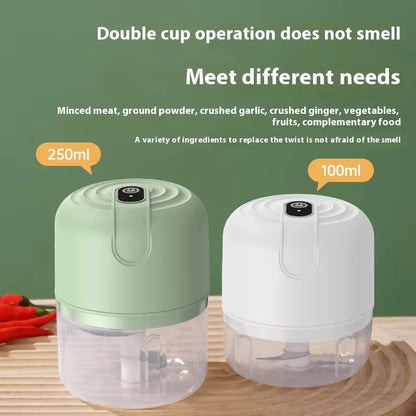 250ML Mini Electric Garlic Puree Machine Ginger Chili Chopper Onion Grinder Meat Grinder Kitchen Food Mixer for Efficient Cookin