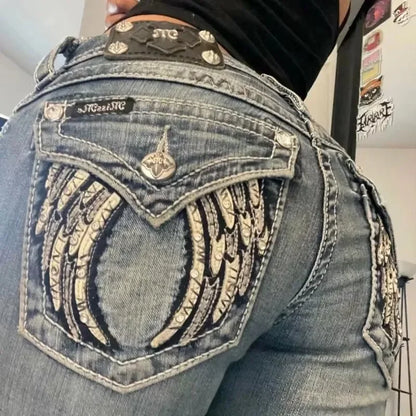 European and American Fashion Simple Stretch Jeans Women's Y2K New Fashion Harajuku Goth Sexy Slim Casual Joker Pants Streetwear
