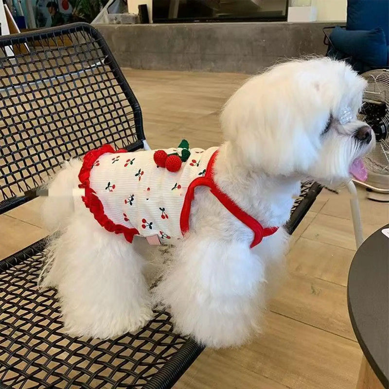 Dog Vest Cute Cherry Clothing for Small Dog Vest Summer Cat Dog Vest pet Clothes for Dog Breathable Soft Cat Clothes Pet Supplie
