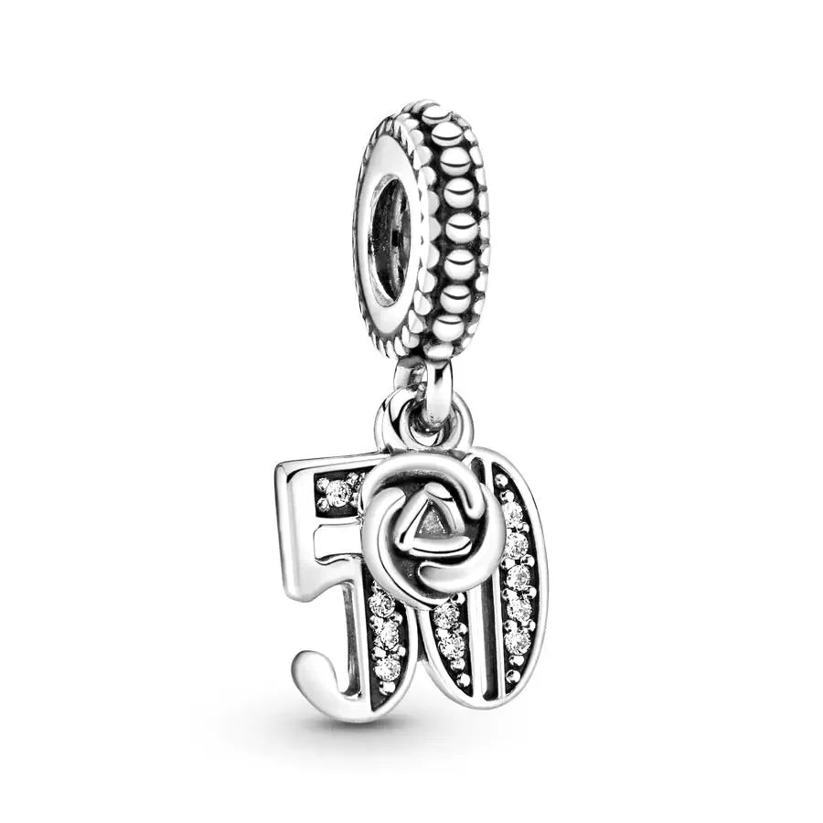 New 925 Sterling Silver Heart Number Charms Fit Original Europeans Bracelet Love Angel Wings Globe DIY Jewelry Gift for Women