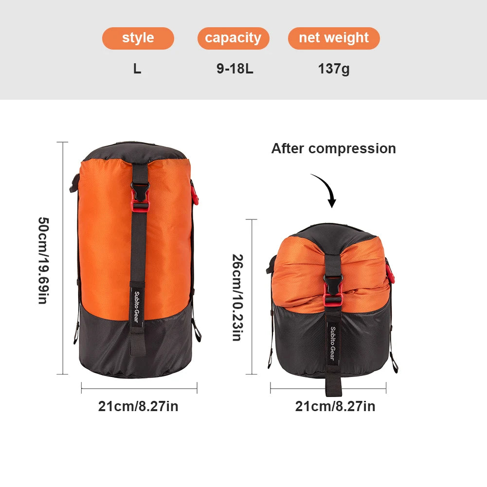 Compression Sack 1-25L Compression Stuff Sack Water-Resistant & Ultralight Sleeping Bag Stuff Sack Space Saving Gear for Camping