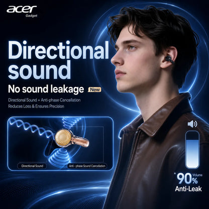 Acer OHR537 Wireless Earphones In-Ear Comfortable Earbuds HiFi Stereo Directional Sound Extra Long Standby