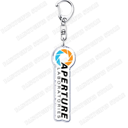 Popular Video Game Keychains for Accessories Bag Glados Aperture Laboratories Science Keyrings Jewelry Gamer Fans Gaming Gifts