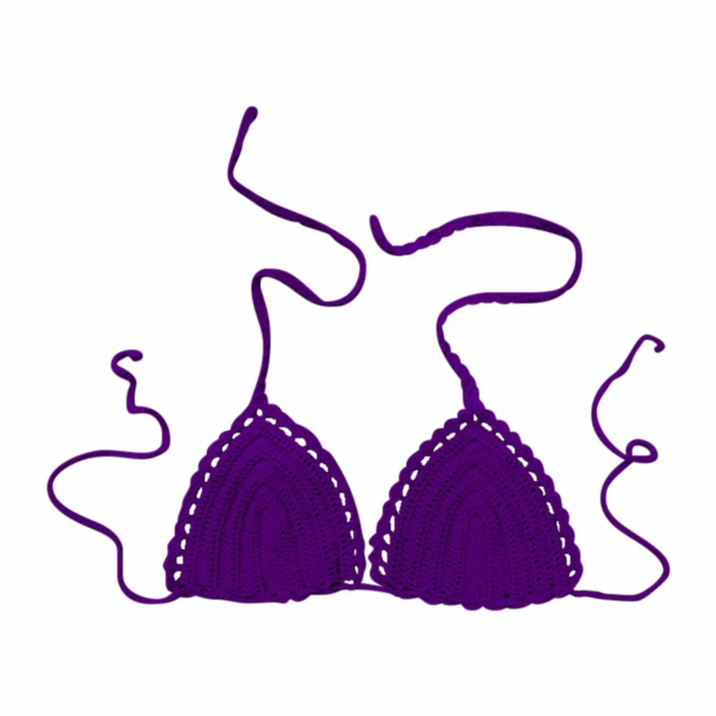 Women's Summer Sexy Bikini Hand Crochet Swimsuit Women Bikini Tops Solid Color Wireless Push Up Bra For Women Micro Bikinis