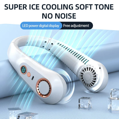 Hanging Neck Fan Digital Display Power Ventilador Bladeless Neckband Fan Portable Mini Air Cooler USB Rechargeable Electric Fans