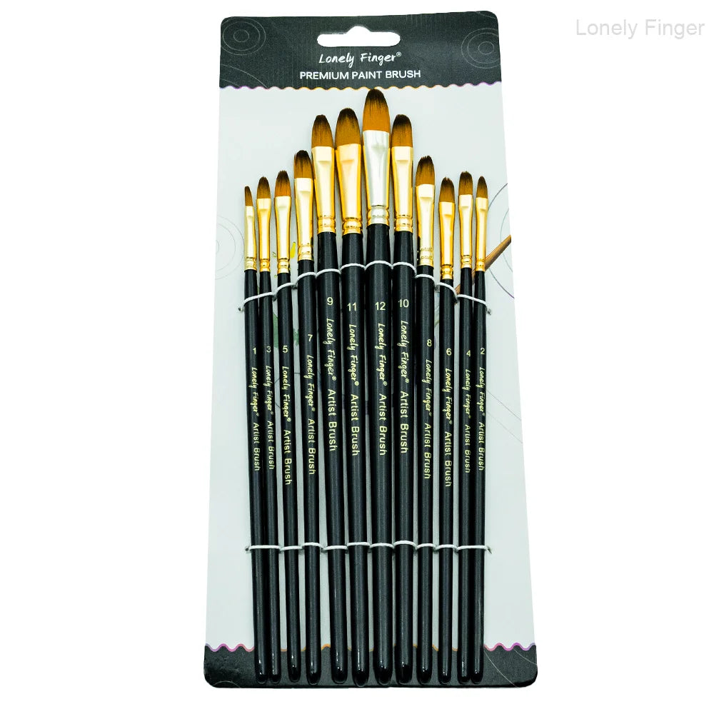 12/48pcs Acrylic Paint Brushes, Professional Synthetic Bristles Paint Brush Set Flat, Filbert,  Round, Angle Paint Brushes