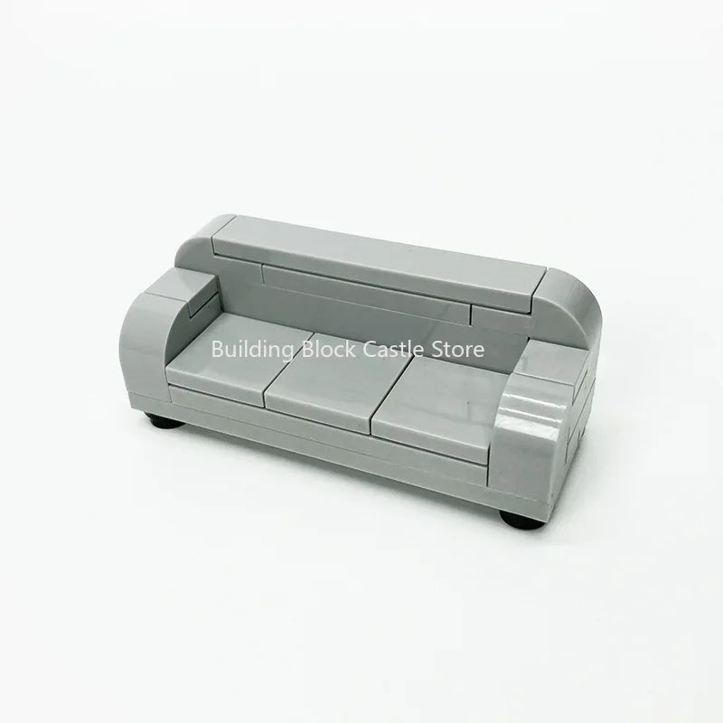 MOC Modern Home Sofa, TV Cabinet, Furniture, Refrigerator Small Particle Building Block Scene Construction Toy Model