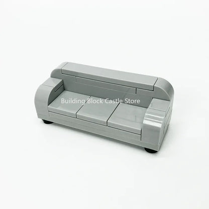 MOC Modern Home Sofa, TV Cabinet, Furniture, Refrigerator Small Particle Building Block Scene Construction Toy Model