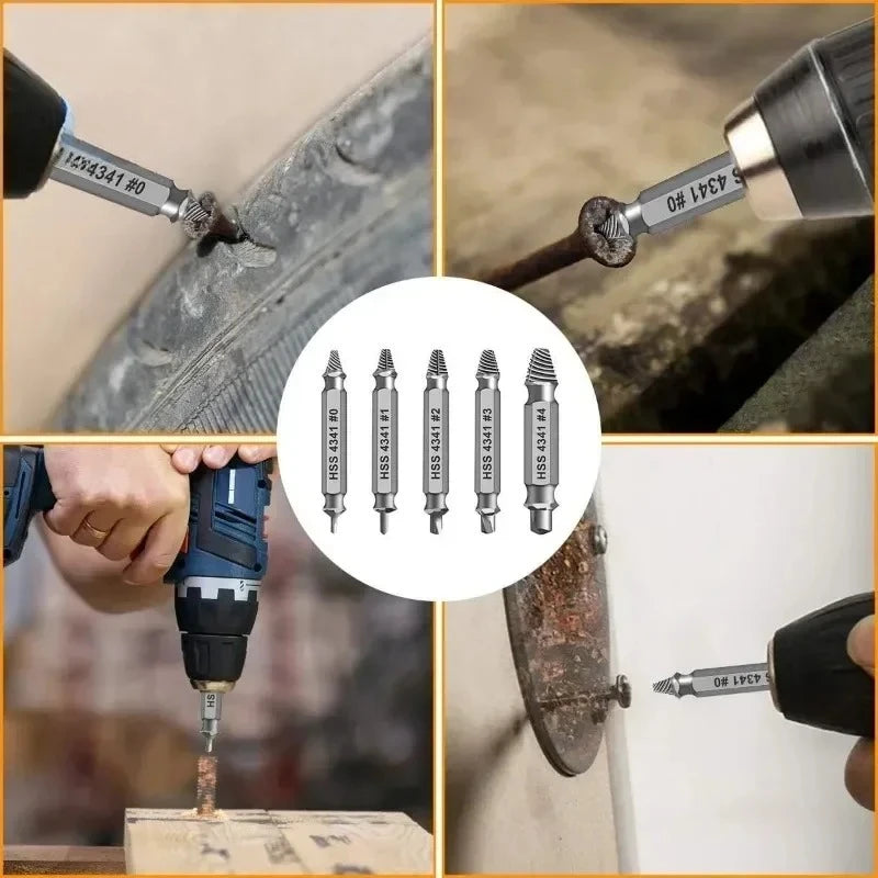 Screw Extractor Drill Bit Damaged Stripped Broken Screw Bolt Remover Extractor Easily Take Out Demolition Tools 4PCS Set