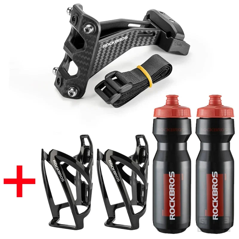 ROCKBROS Imitation Carbon Fiber Bicycle Water Bottle Holder Adapter Saddle Double Cup Extension Stand Seat Cycling Equipment