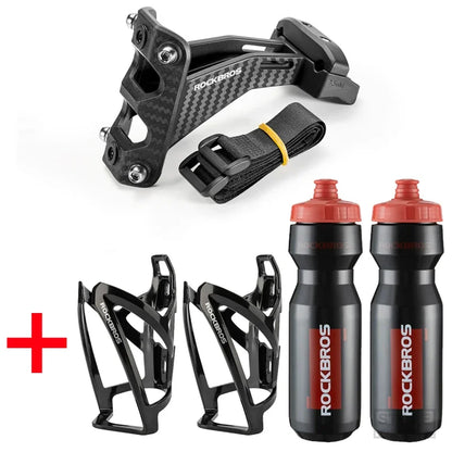 ROCKBROS Imitation Carbon Fiber Bicycle Water Bottle Holder Adapter Saddle Double Cup Extension Stand Seat Cycling Equipment