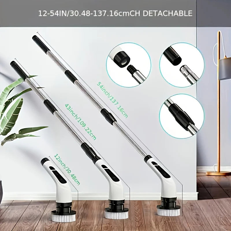 9 in 1 Multifunctional Handheld Electric Cleaning Brush With Telescopic Function, Bathroom Floor And Kitchen Cleaning Tool