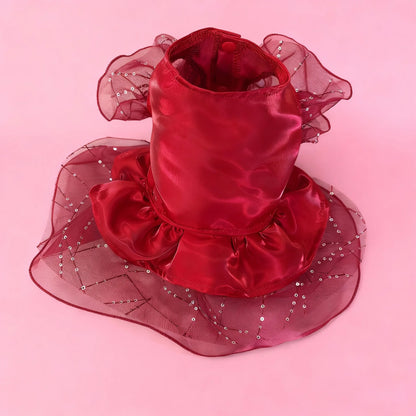 Pet Dog Cat Clothing Flutter Sleeve For Small Dog Teddy Bear Thin Pet Wedding Dress Formal Dress Party Outfit Group Dress Up