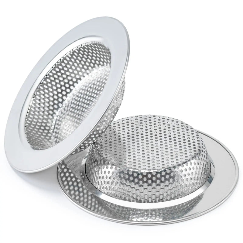 2 Pcs Kitchen Sink Strainer，Stainless Steel Punching Sink Drain Strainer Shower Drain Hair Catcher Bathroom Kitchen Accessories