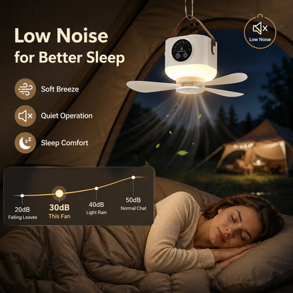2026 New Portable Rechargeable Ceiling Fan Wireless USB Hanging Fan for Student Dorm Bed Outdoor Camping