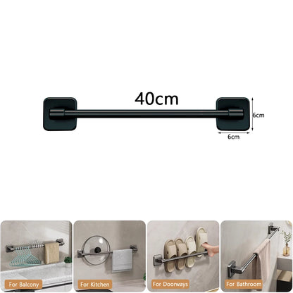 30/40/50/60cm Towel Bar Bathroom Nail-free Towel Rack Grey White Wall Mounted Bath Towel Rack Kitchen Pot Cover Rack Shoe Racks