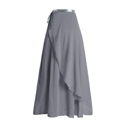 Women Ballet Dance Skirt Asymmetric Long Dance Skirt Wrap Skirt with Tie Waist Skate Over Scarf Skirt Dancewear
